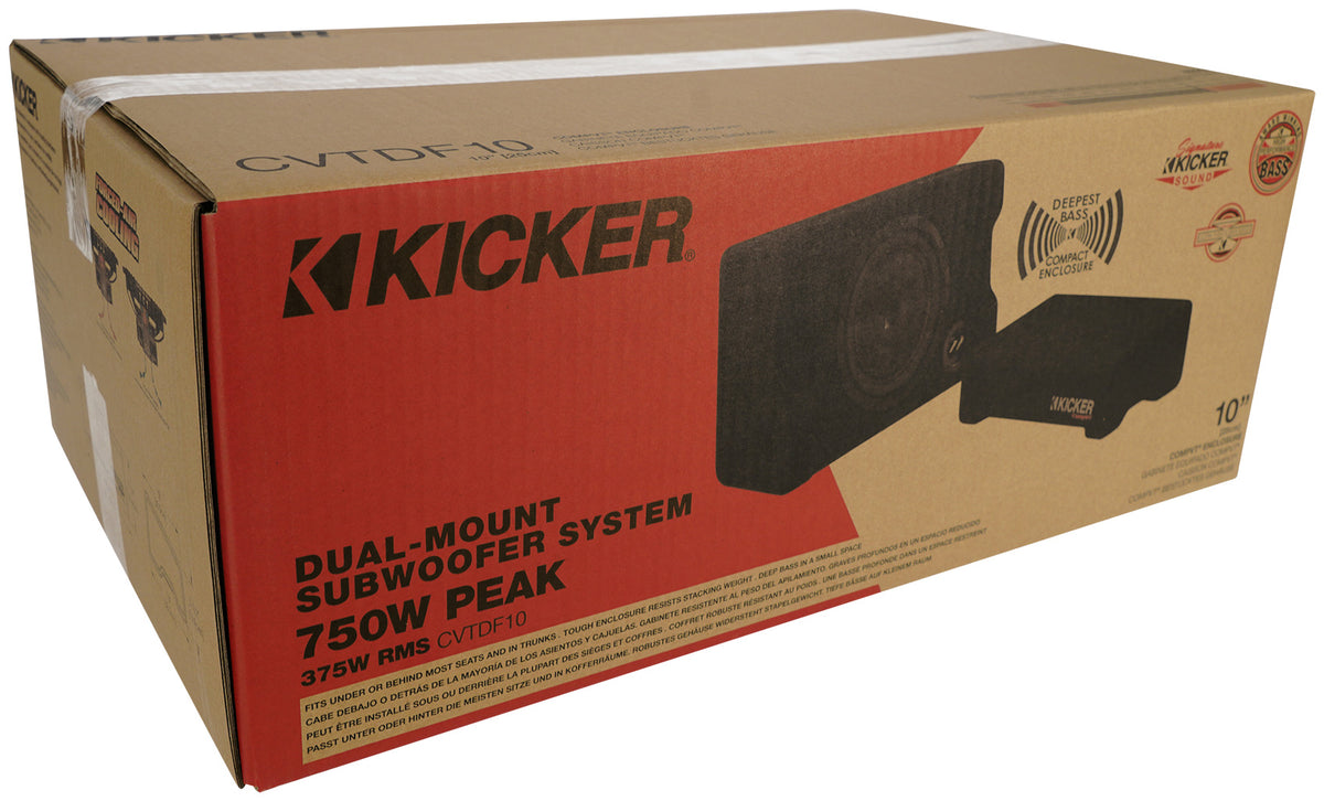 Kicker 52CVTDF102 CVTDF 10" Subwoofer in Down Firing Sub Box Enclosure, 2-Ohm