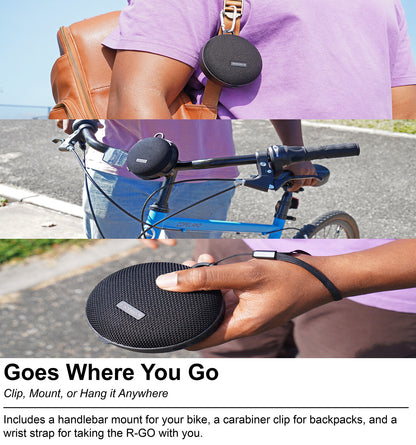 Rockville R-GO 16 Watt Waterproof Portable Bluetooth Speaker+Bicycle Bar Mount