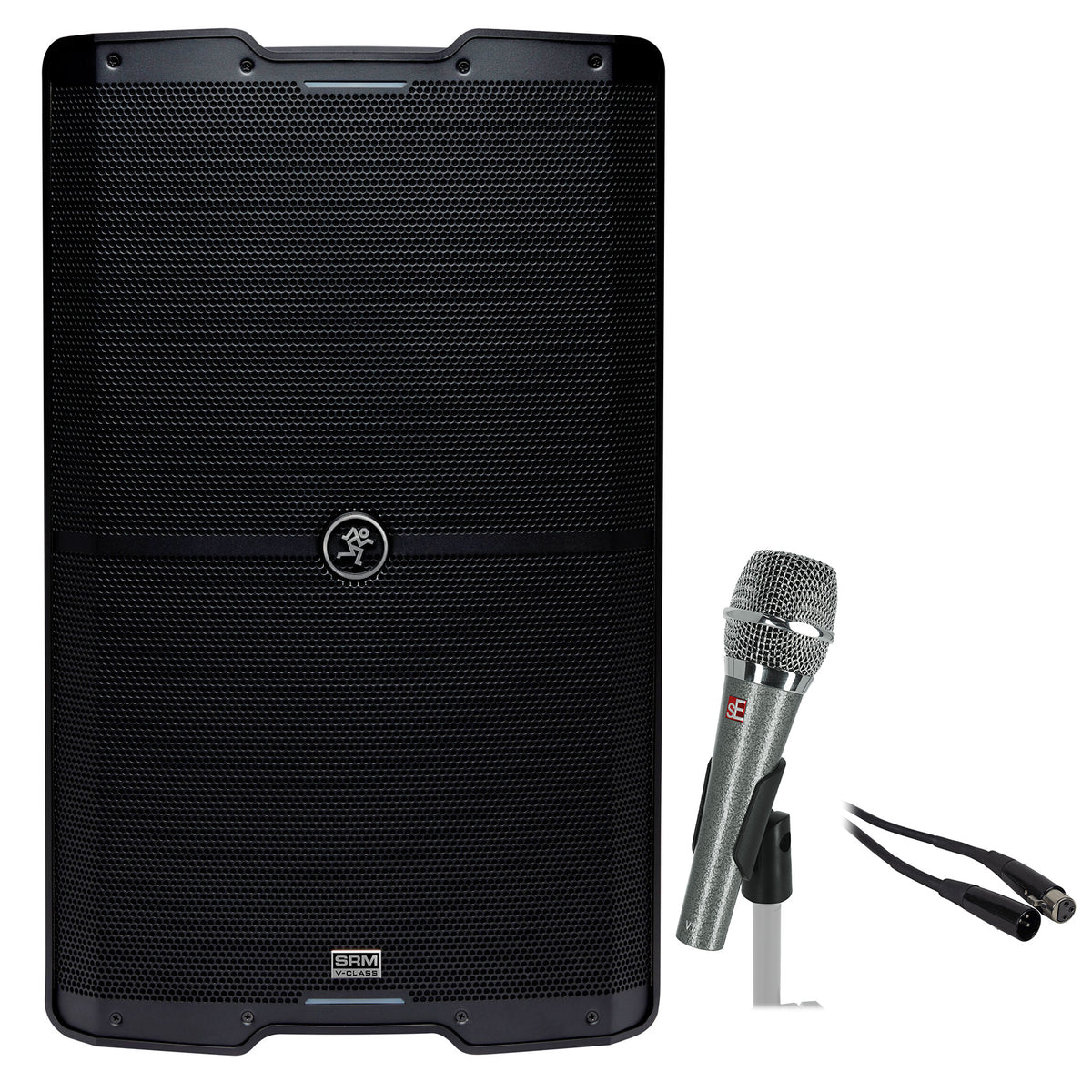 Mackie SRM215 V-Class 15” Powered PA DJ Speaker w/Bluetooth+Se Electronics Mic