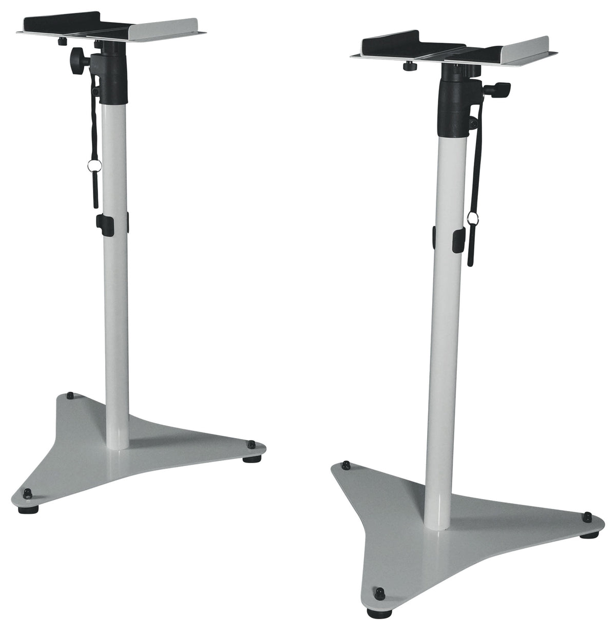 RockShelf 58W 5.25" Home Bookshelf Speakers+White Adjustable Stands