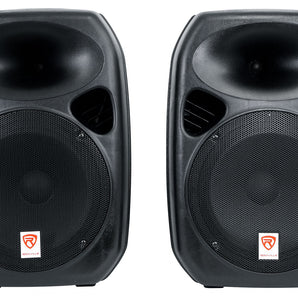 Rockville RPG122K Dual 12 Powered Speakers+Bluetooth+ Mic+S peaker Stands+Cables