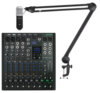 Mackie ProFX10GO 10-Channel Battery Analog Mixer w/FX/USB/Bluetooth+Mic+Boom Arm
