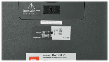 JBL CONTROL 31 150w 70v Commercial Indoor/Outdoor 10" Wall Mount Speaker Black