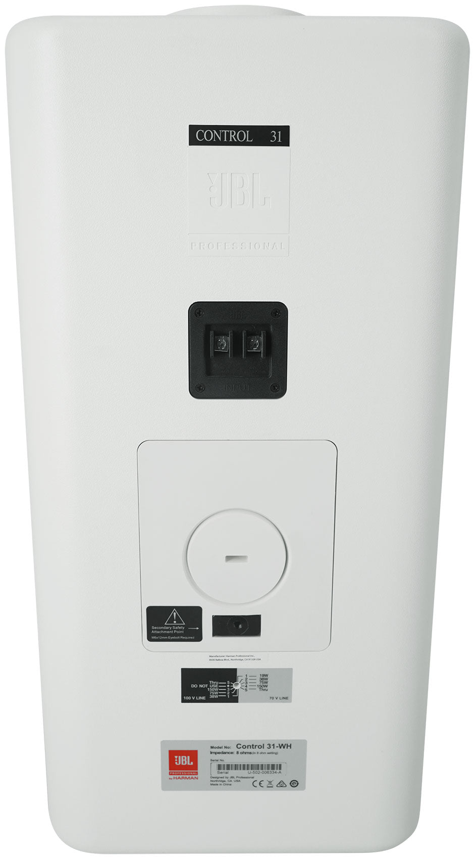 JBL CONTROL 31-WH 70v Commercial Indoor/Outdoor 10" Wall Mount Speaker White