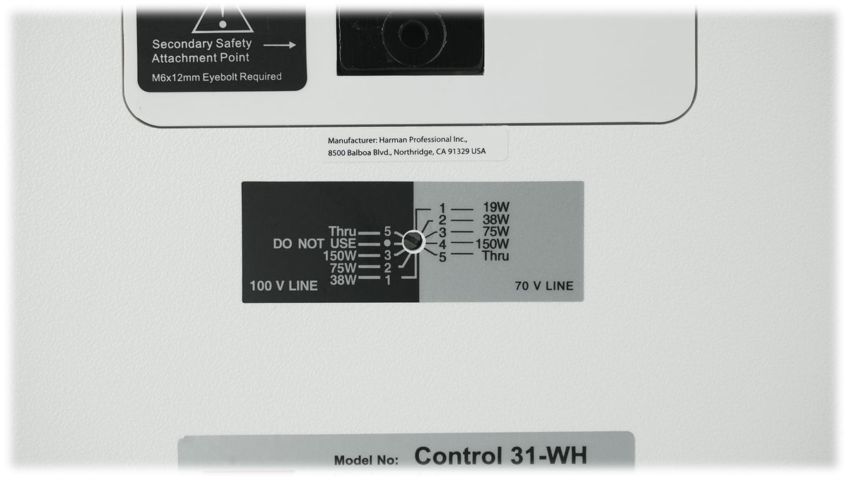 JBL CONTROL 31-WH 70v Commercial Indoor/Outdoor 10" Wall Mount Speaker White