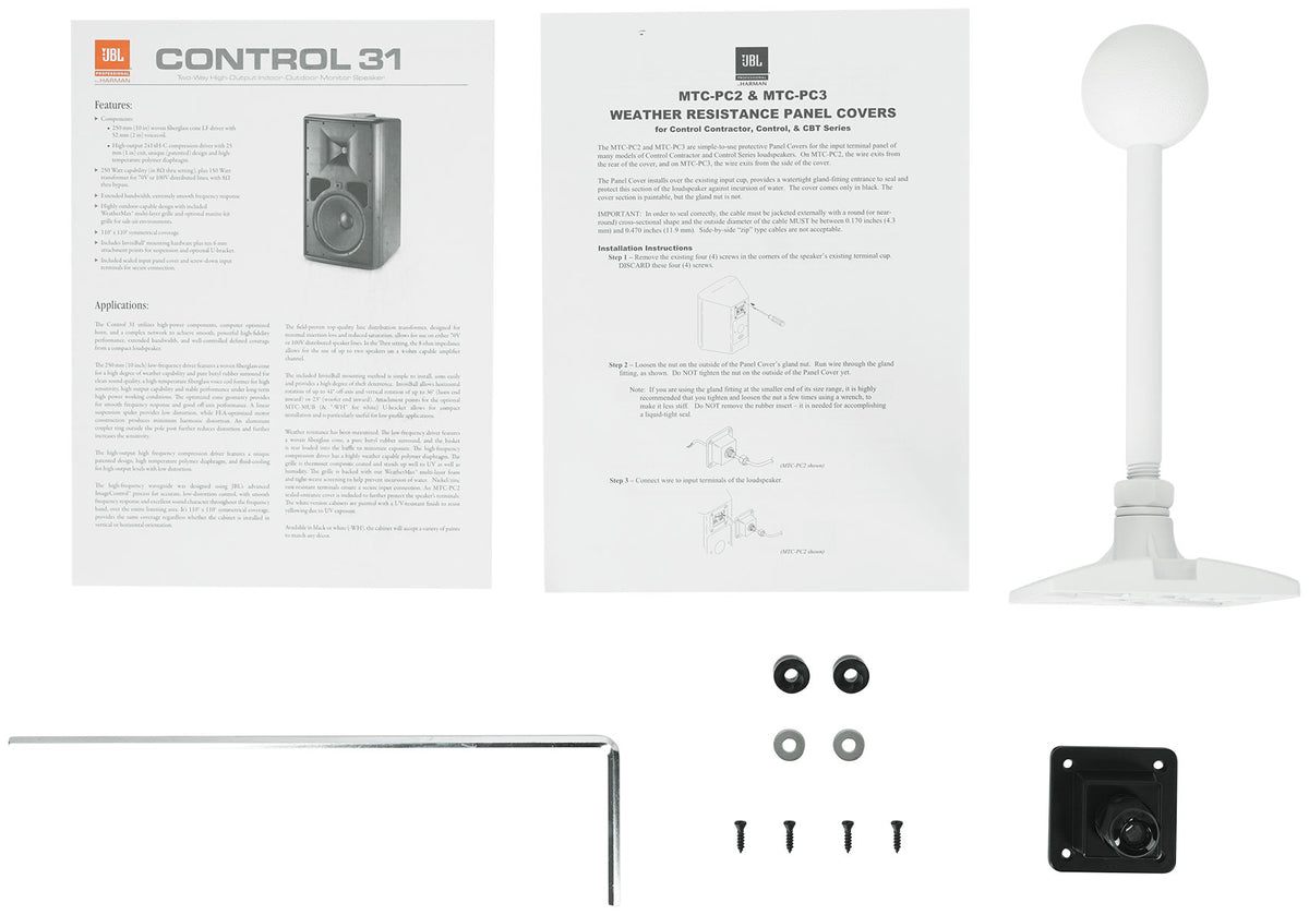 JBL CONTROL 31-WH 70v Commercial Indoor/Outdoor 10" Wall Mount Speaker White