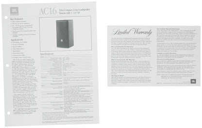JBL AC16 6" 640 Watt 2-Way 16 Ohm Passive Wall Mount Speaker in Black