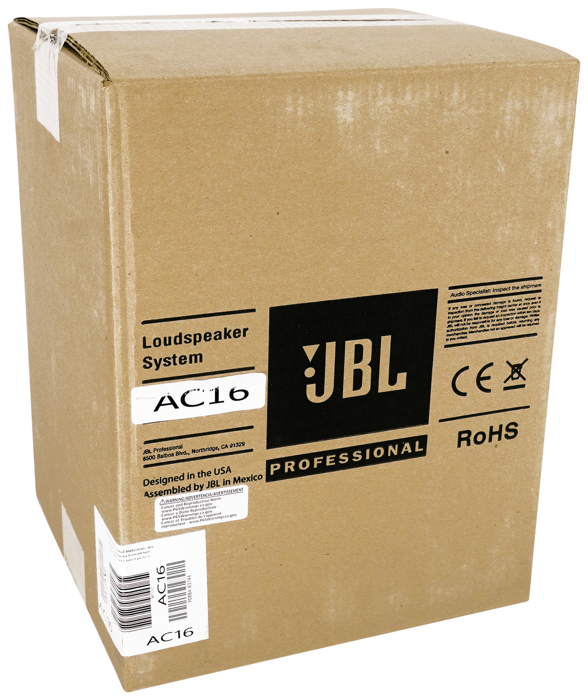JBL AC16 6" 640 Watt 2-Way 16 Ohm Passive Wall Mount Speaker in Black