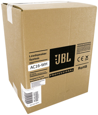 JBL AC16-WH 6" 640 Watt 2-Way 16 Ohm Passive Wall Mount Speaker in White