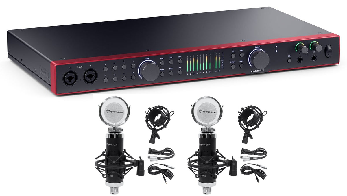 SCARLETT 18I20 4G 4th Gen Audio Recording Interface + (2) Studio Mics