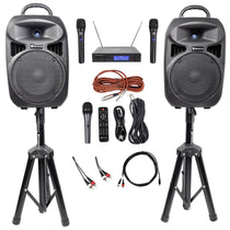 Dual 8" Phone/iPad/Laptop Youtube Karaoke Machine/System mit Wireless Mics