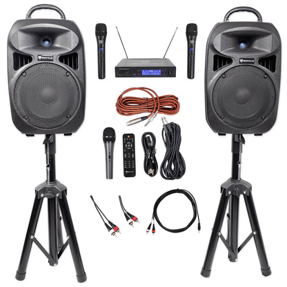 Dual 8" Phone/iPad/Laptop Youtube Karaoke Machine/System mit Wireless Mics