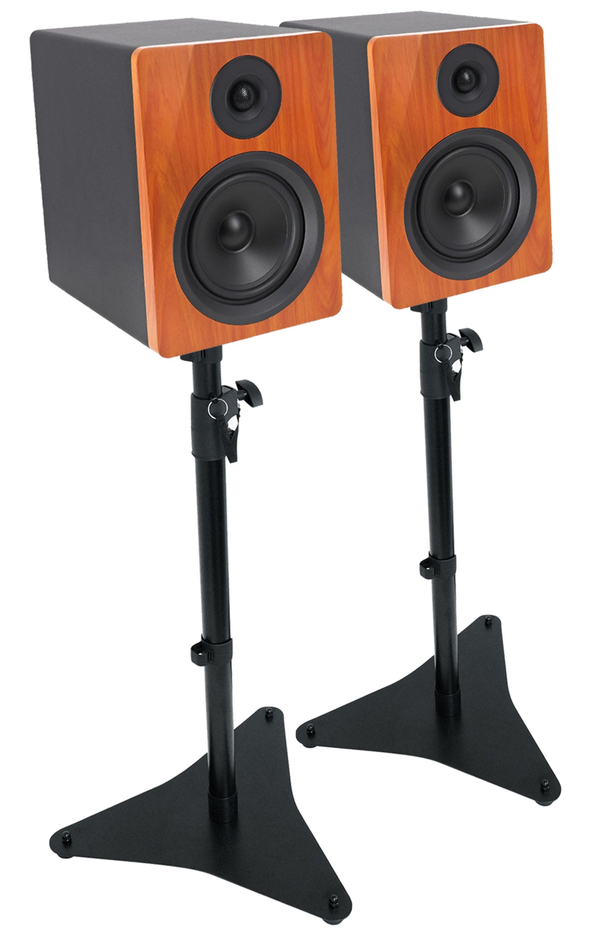 (2) APM5C 5.25" 250W Powered Studio Monitor Speakers + Adjustable Stands