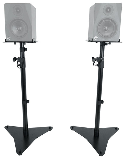 (2) APM5C 5.25" 250W Powered Studio Monitor Speakers + Adjustable Stands