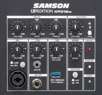 Samson Expedition XP312W-D 12" Portable PA Rechargeable Speaker w/Bluetooth+Mic