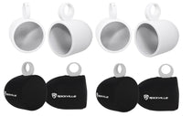 MAC90W 8" White Aluminum Wakeboard Tower Speaker Pods+Covers