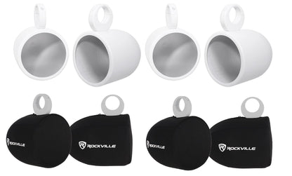 MAC90W 8" White Aluminum Wakeboard Tower Speaker Pods+Covers