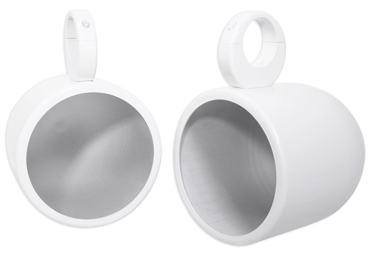 MAC90W 8" White Aluminum Wakeboard Tower Speaker Pods+Covers