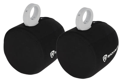 MAC90W 8" White Aluminum Wakeboard Tower Speaker Pods+Covers