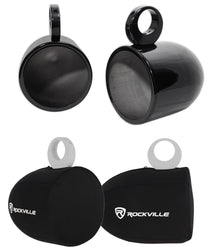 MAC90B 8" Black Aluminum Wakeboard Tower Speaker Pods+Covers