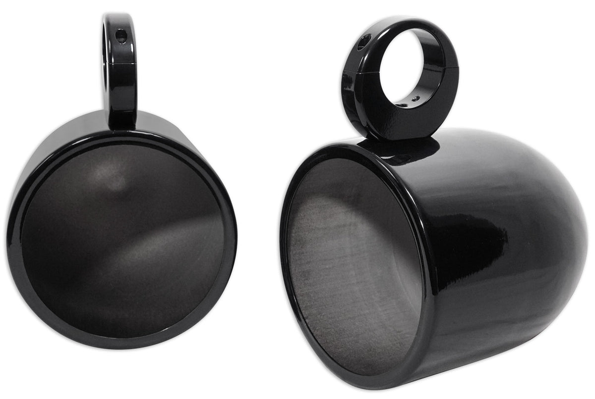 MAC90B 8" Black Aluminum Wakeboard Tower Speaker Pods+Covers