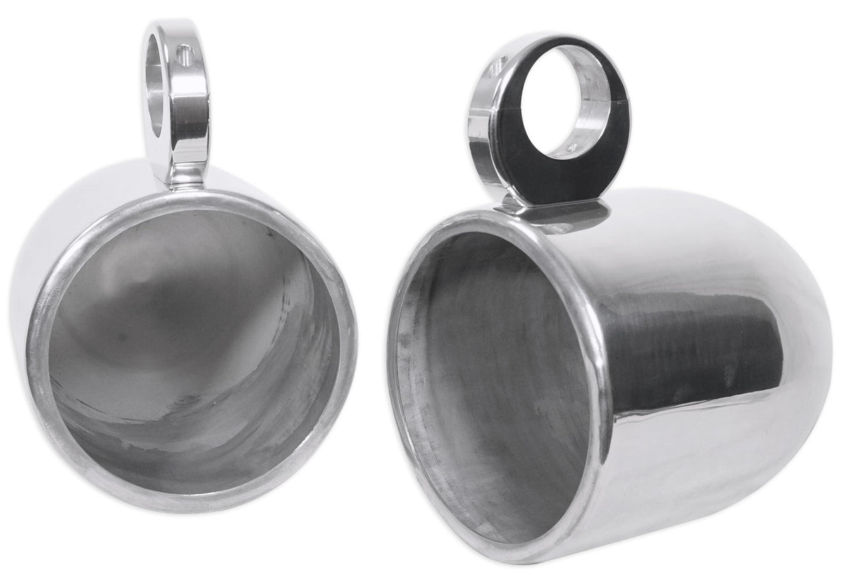 MAC90S 8" Silver Aluminum Wakeboard Tower Speaker Pods+Covers
