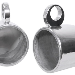 Pair Rockville MAC90S 8” Silver Aluminum Wakeboard Tower Speaker Pods+Covers