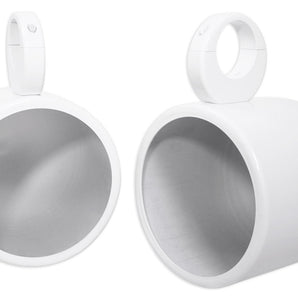 Pair Rockville MAC90W 8” White Aluminum Wakeboard Tower Speaker Pods+Covers
