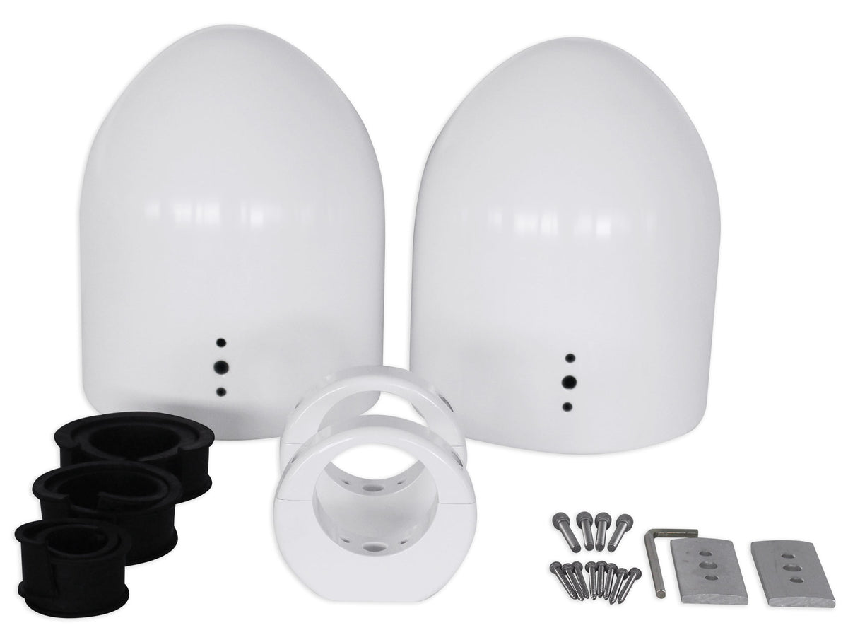 MAC90W 8" White Aluminum Wakeboard Tower Speaker Pods+Covers