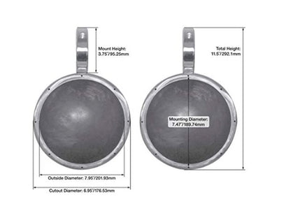 MAC90W 8" White Aluminum Wakeboard Tower Speaker Pods+Covers