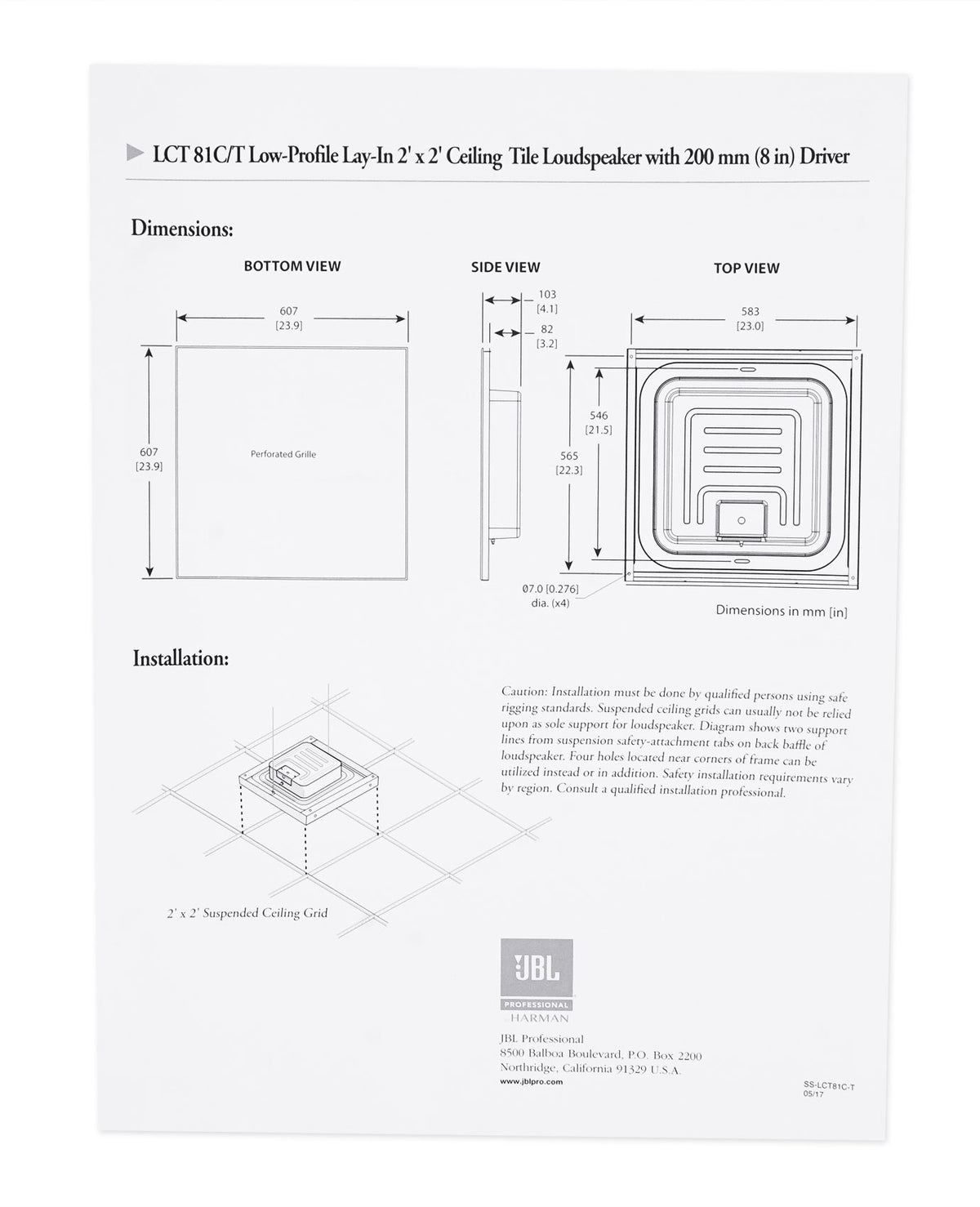 2 JBL LCT 81C/T Commercial Drop Ceiling Tile Speakers For Office/Restaurant/Cafe