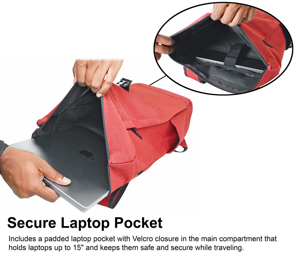 Rockville RPAK Burned Red Stylish Durable Backpack Bag w/ Padded Laptop Pocket
