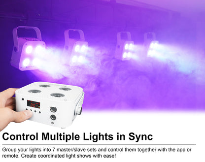 Rockville MINI IR4 CHARGE PACKAGE WHITE 8 DJ Par Wash Up Lights+Case+App Control