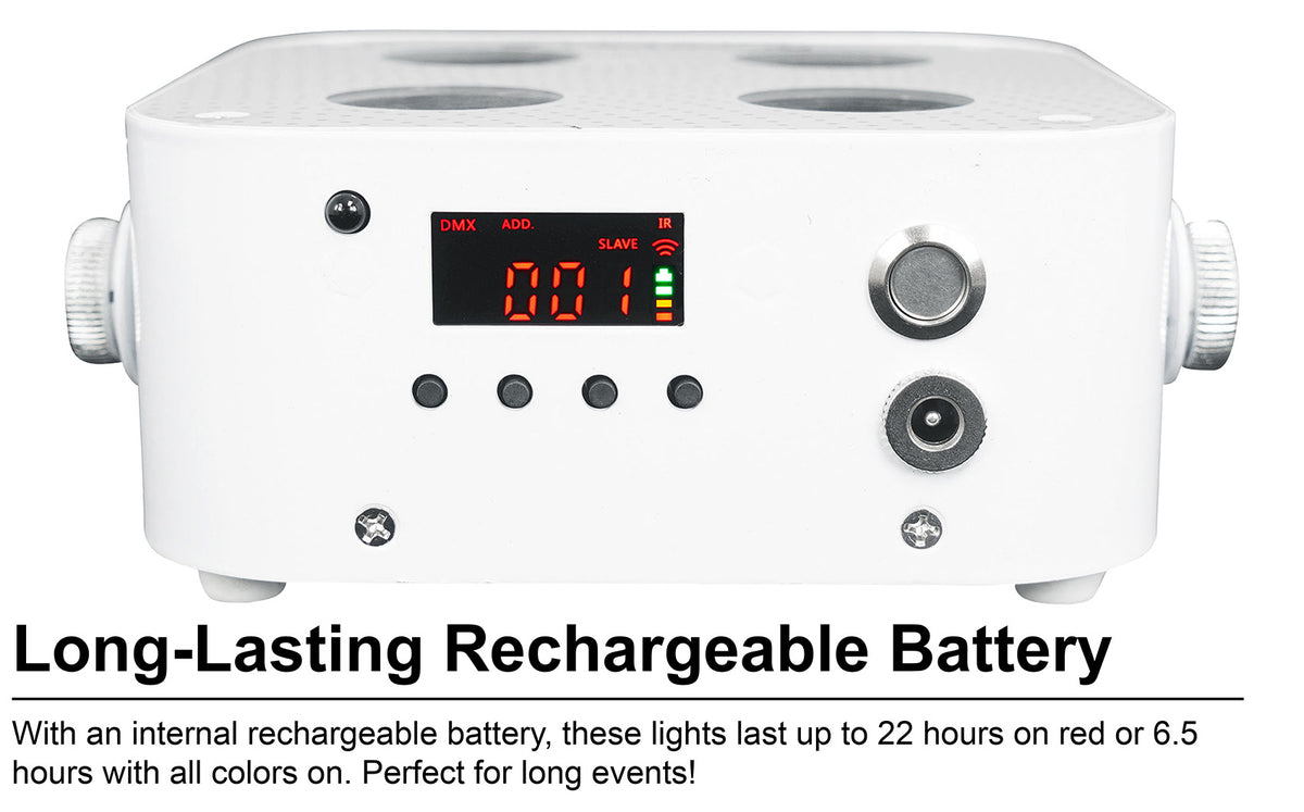Rockville MINI IR4 CHARGE PACKAGE WHITE 8 DJ Par Wash Up Lights+Case+App Control