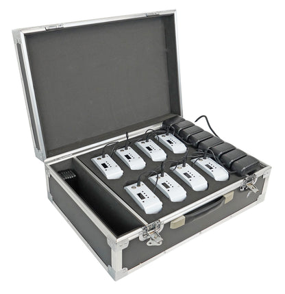 Rockville MINI IR4 CHARGE PACKAGE WHITE 8 DJ Par Wash Up Lights+Case+App Control