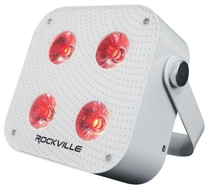 Rockville MINI IR4 CHARGE PACKAGE WHITE 8 DJ Par Wash Up Lights+Case+App Control