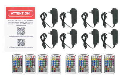 Rockville MINI IR4 CHARGE PACKAGE WHITE 8 DJ Par Wash Up Lights+Case+App Control