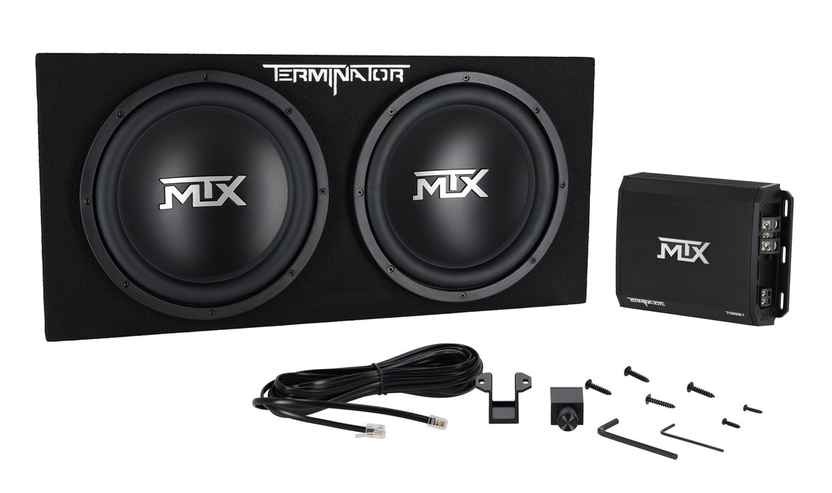 MTX Terminator TNP212D2 Dual 12” Subwoofers+Enclosure+Amp Kit+2 Farad Capacitor