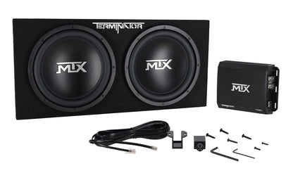MTX Terminator TNP212D2 Dual 12” Subwoofers+Enclosure+Amp Kit+2 Farad Capacitor
