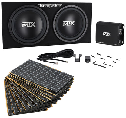 MTX Terminator TNP212D2 1200 Watt Dual 12” Subwoofers+Sub Box+Amplifier+Rockmat