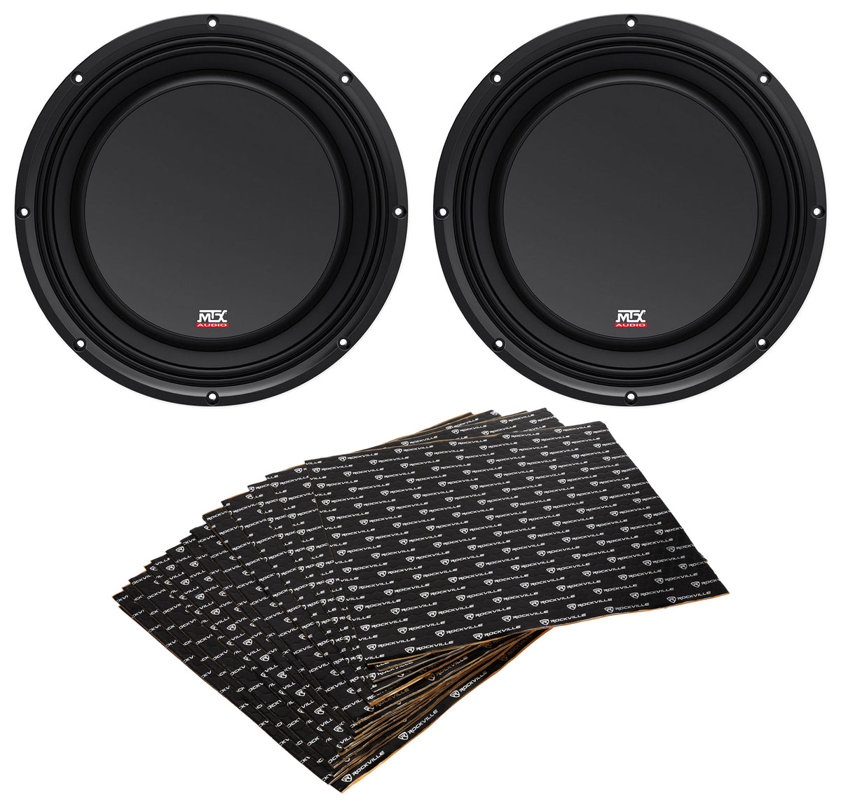 3510-04S 10" Shallow Subwoofer Pair with Sound Deadening Kit