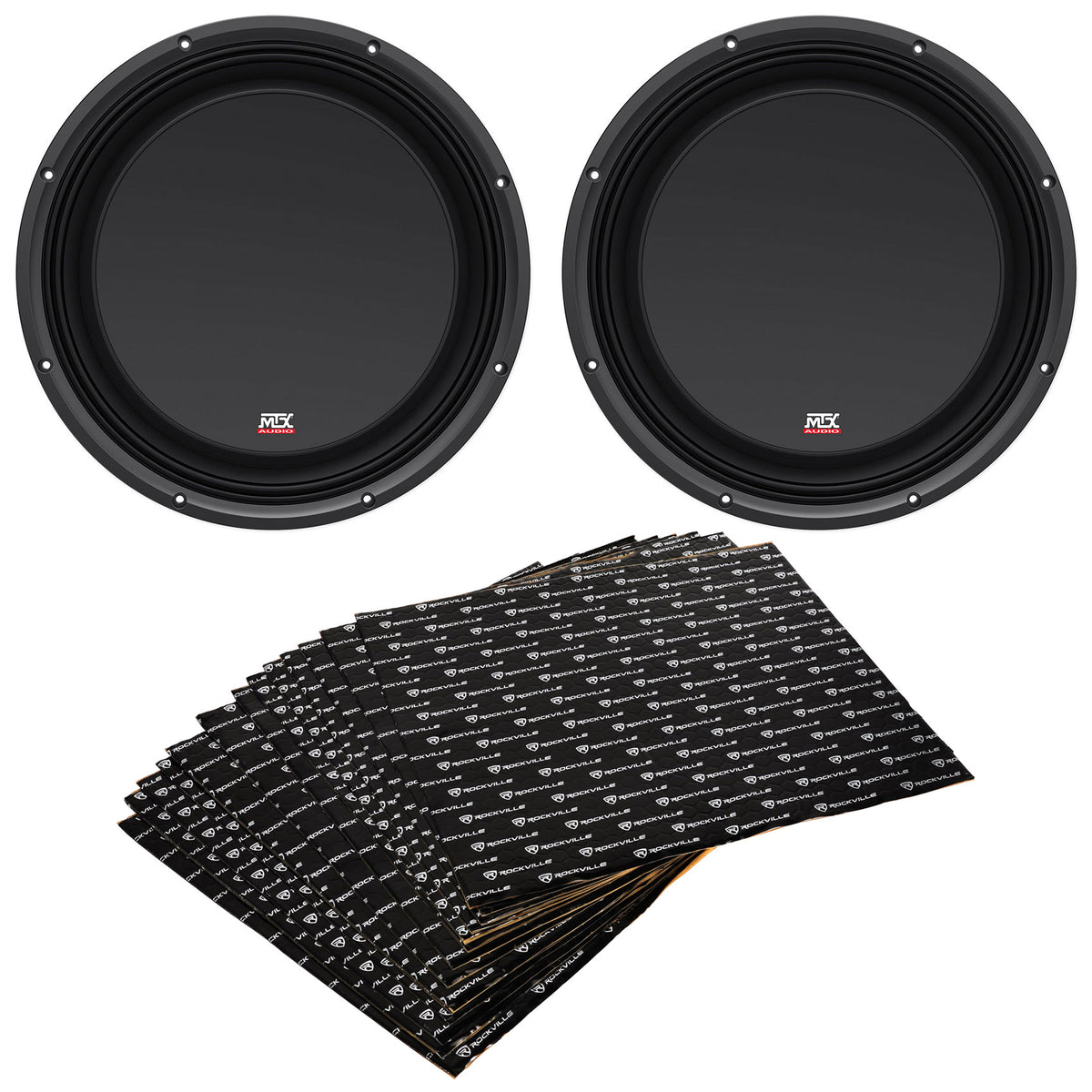 3512-04S 12" Shallow Subwoofer Pair with Sound Deadening Kit