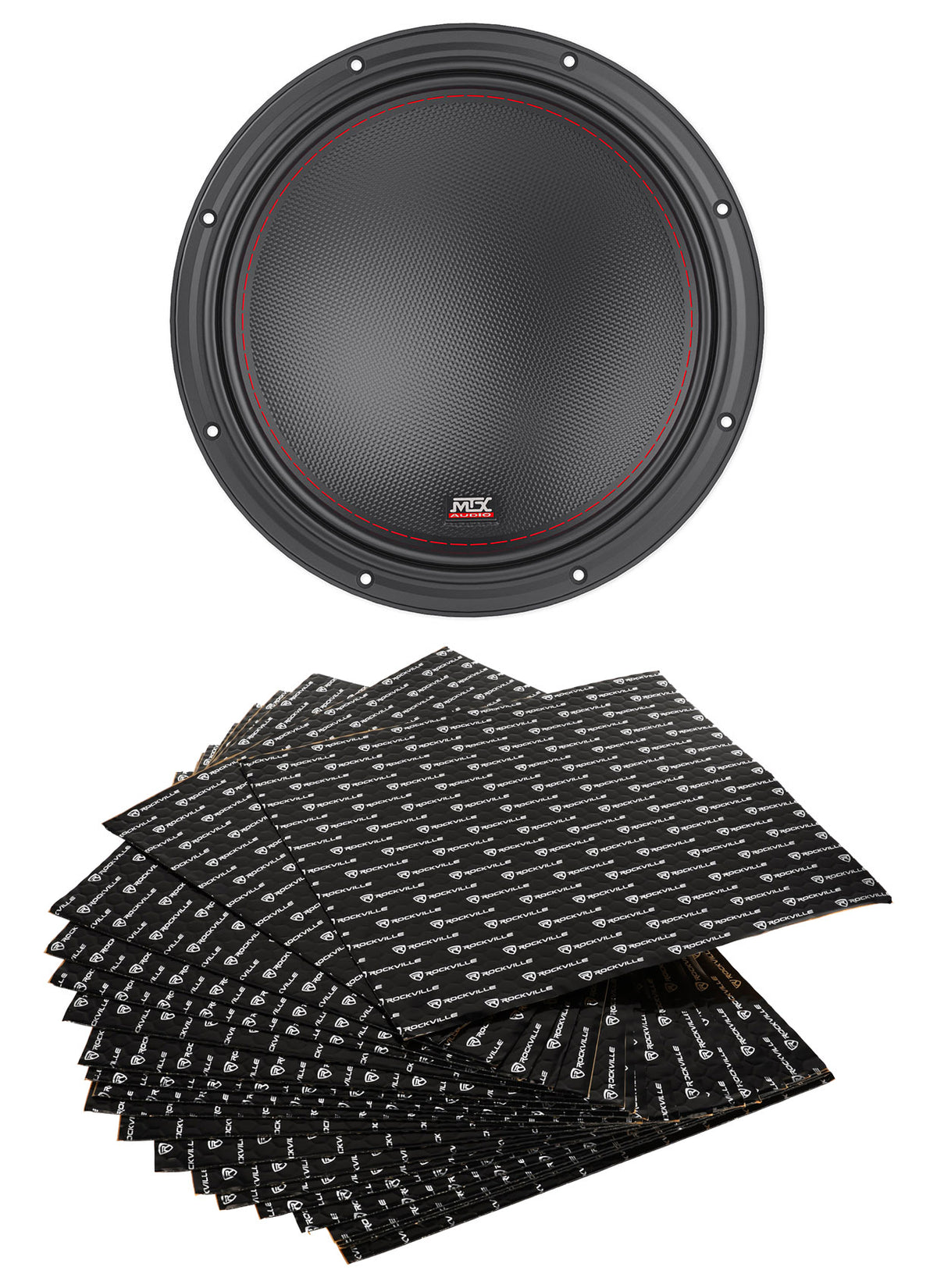 MTX 7512-44 12" 1500w Peak/750w RMS Competition Subwoofer+Vibration Deadener Kit