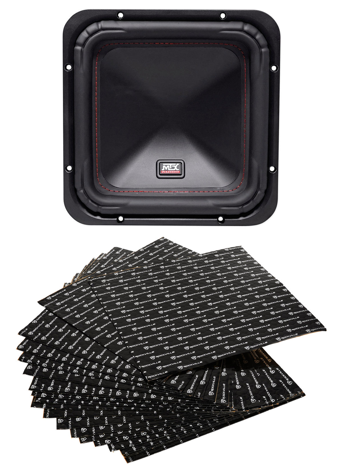 MTX S6510-44 10" 1000w Peak/500w RMS Square Subwoofer Sub+Vibration Deadener Kit