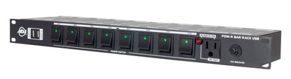 ADJ POW-R BAR RACK USB Rack Mount 10-Outlet+2 USB Charging Ports Power Supply