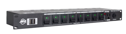 ADJ POW-R BAR RACK USB Rack Mount 10-Outlet+2 USB Charging Ports Power Supply