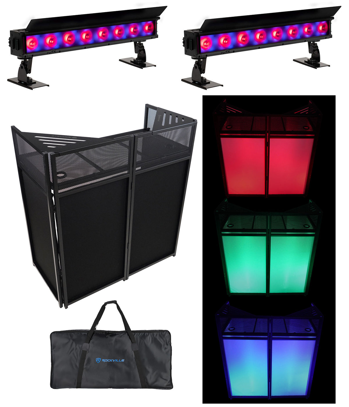 (2) American DJ ElectraPix Bar 8 Wireless DMX RGBAL+UV Wash Light Bars+Facade