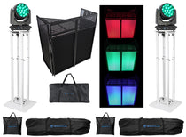 (2) Focus Flex L19 RGBL LED DMX Moving Head Lights+Facade+Stands