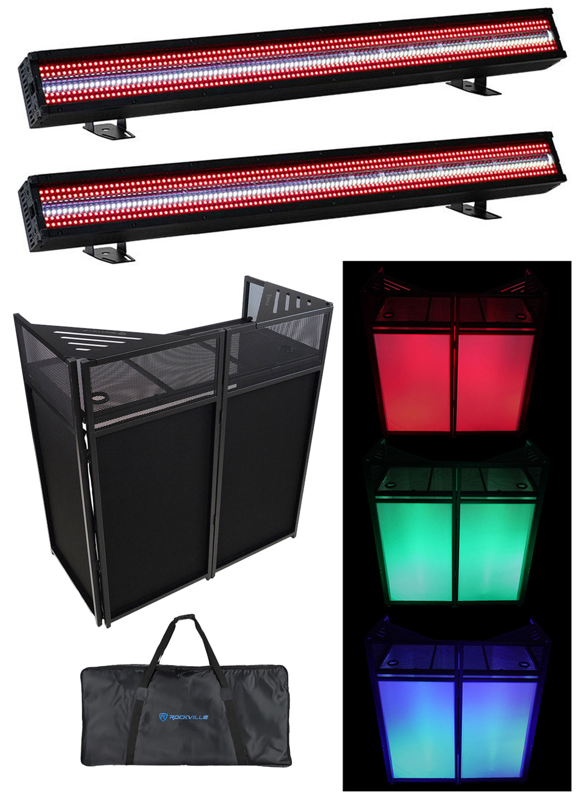 (2) Jolt Bar FXIP LED DMX Strobe/Blinder Lights+DJ Booth Facade