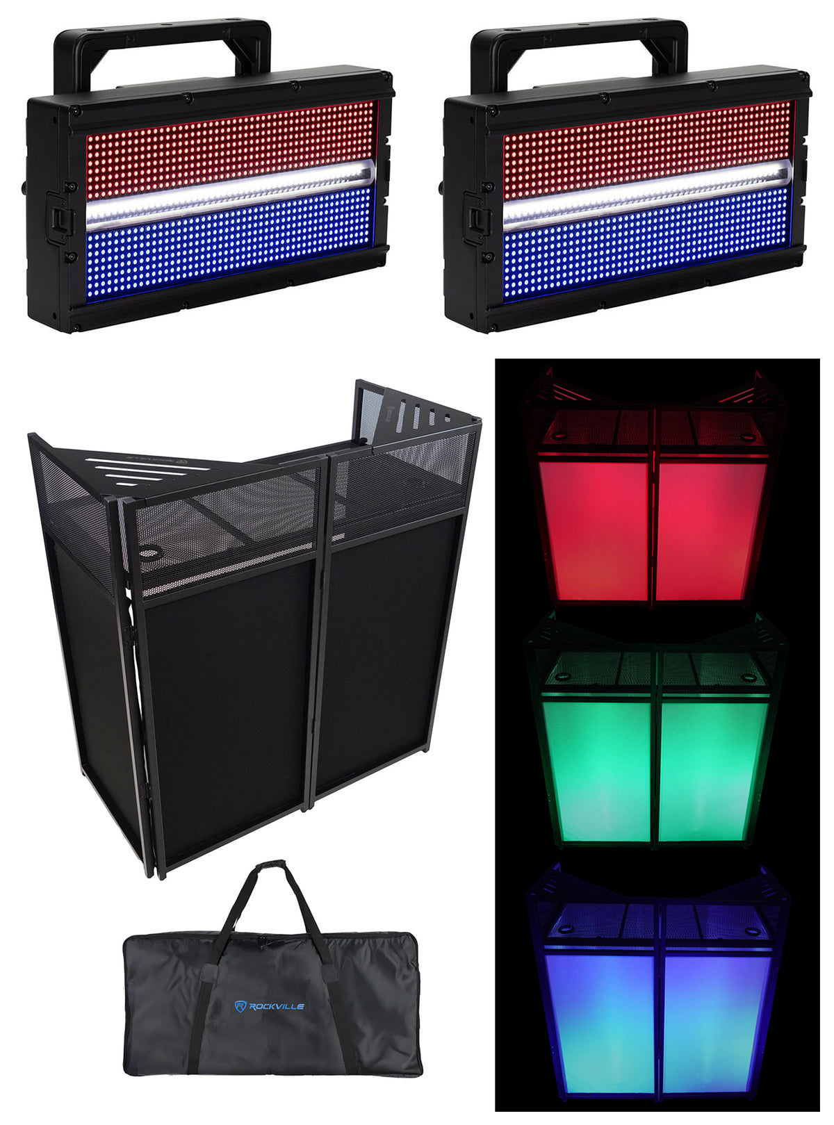 (2) Jolt Panel FXIP LED DMX Strobe/Wash Lights+DJ Booth Facade